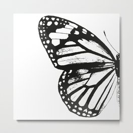 Monarch Butterfly | Left Butterfly Wing | Vintage Butterflies | Black and White | Metal Print | Wildlife, Monochrome, Nature, Monarchbutterfly, Cottagecore, Vintagebutterfly, Metamorphosis, Papillon, Graphicdesign, Transformation 