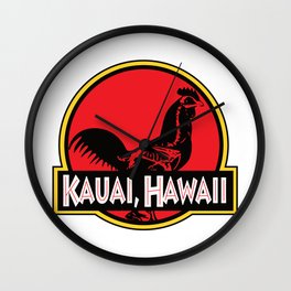 Kauai, Hawaii Jurassic Park Rooster Wall Clock | Rooster, Vector, Chicken, Hanalei, Mahalo, Dinosaurs, Hawaii, Movie, Kauai, Beach 
