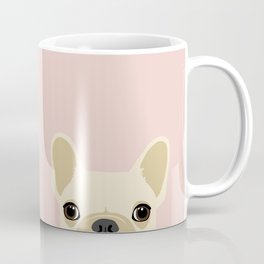 French Bulldog Peek - Cream on Pale Pink Coffee Mug | Pale, Ears, Puppy, Dog, Millenial, Peeking, Funny, Peek, Frenchbulldog, Cute 