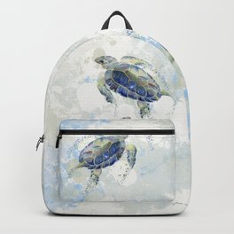 Swimming Together 2 - Sea Turtle  Backpack | Illustration, Ocean, Watercolor, Underwater, Wildlife, Gift, Nursery, Seaturtles, Seaturtle, Endangered 