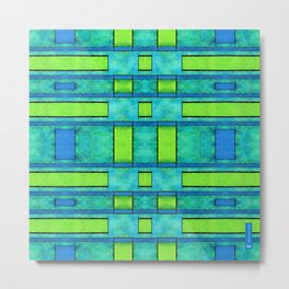 Simple geometric paint 2 - Parallel bars in green Metal Print | Hand, Acrylic, Parallel, Simple, Square, Mirror, Grunge, Geometric, Art, Green 