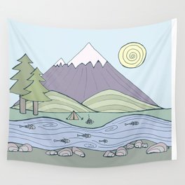 Camping in the Forest Wall Tapestry