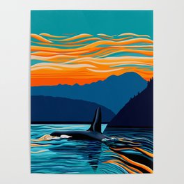 Orca into the Fire Sky Poster