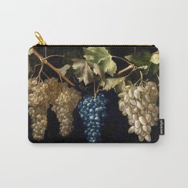 Grape Vines : Vintage Painting Carry-All Pouch | Beige, Purple, Office, Elegant, Antique, Home, Green, Classic, Oil, Purevintagelove 