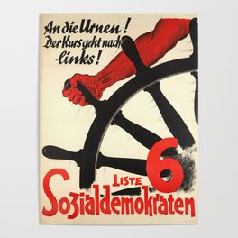 vintage placard liste 6 sozialdemokraten an die Poster