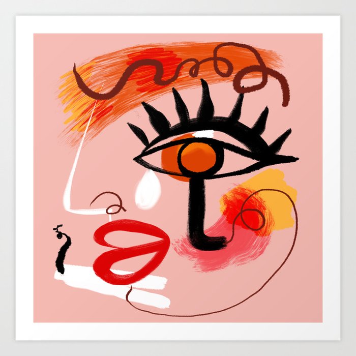 Face Blush Pink Abstract Art Print By Chrissyink Society6