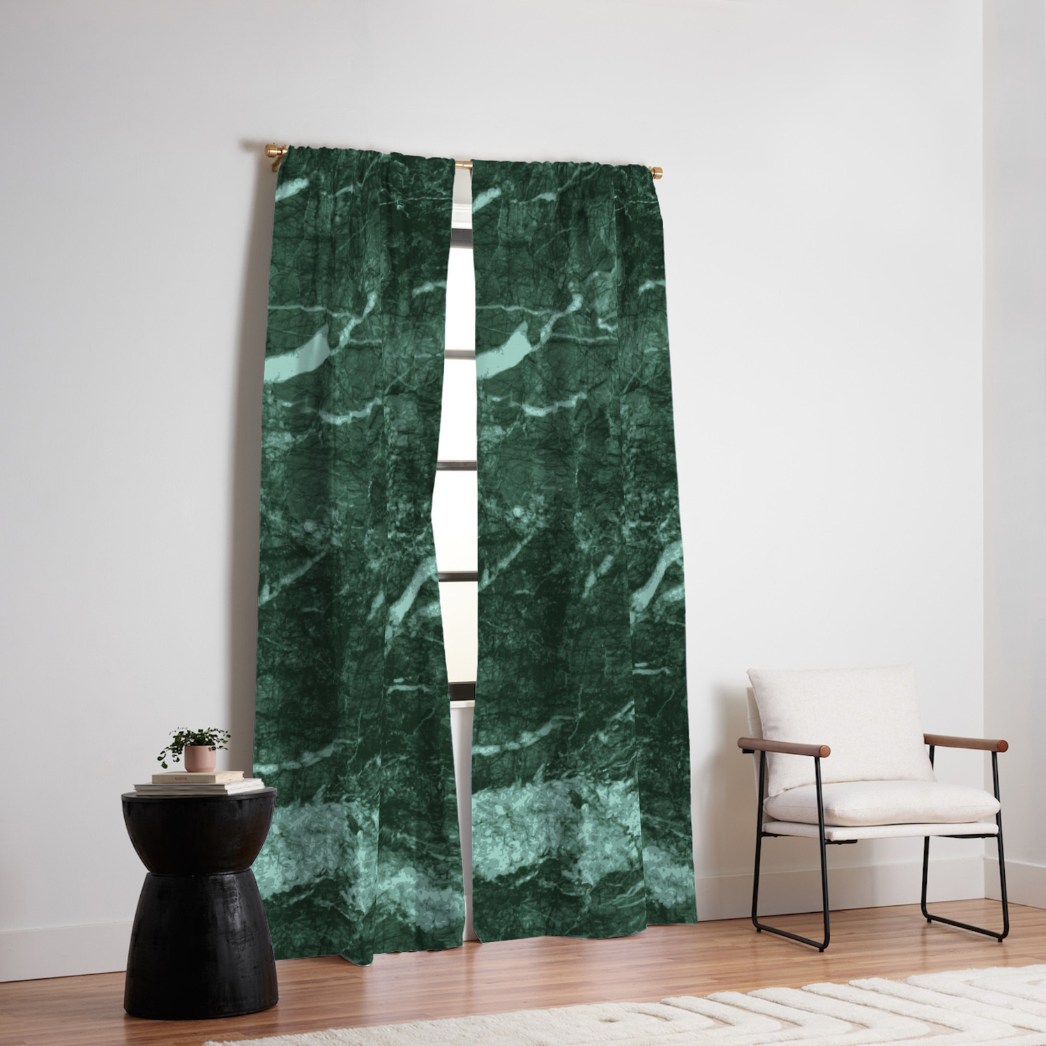Dark Green Marble Texture Blackout Curtain By Mydream Society6