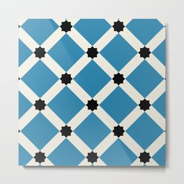 Admiralty Metal Print | Stylish, Drawing, Black, Admiralty, Checkers, White, Modern, Graphic, Stars, Tiles 
