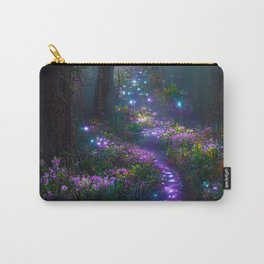 Glow path in the mystic forest s1 Carry-All Pouch | Spaceforest, Surrealism, Fantasyart, Glowpath, Glowflowers, Magicforest, Lightflowers, Mysticaltrees, Digital, Mystical 
