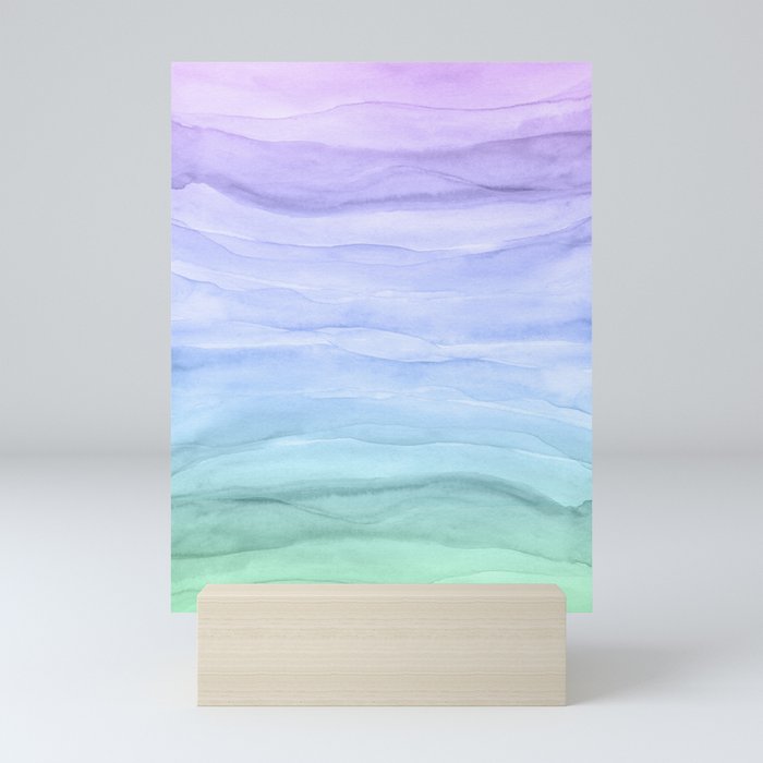 Layers Blue Ombre Watercolor Abstract Mini Art Print By Blueskywhimsy Society6