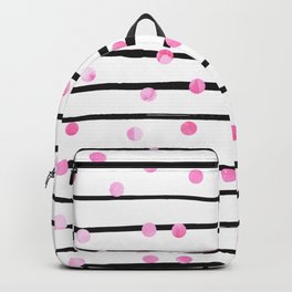 Blush pink black watercolor modern stripes polka dots Backpack | Blushpink, Illustration, Digital, Stripes, Watercolorstripes, Abstract, Polkadotspattern, Blackwhite, Polkadots, Watercolor 