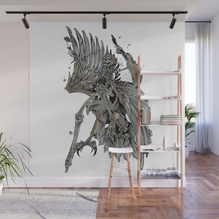 Heavy Metal Skeleton Eagle Wall Mural By Tasharts Society6 Heavy Metal Skeleton Eagle Wall Mural