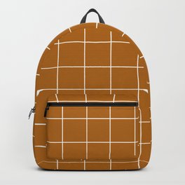 Grid (Golden Brown) Backpack | Pantone2021, Yellow, Graphicdesign, Pattern, Midcenturymodern, Midcentury, Boho, Minimalist, Grid, Brown 