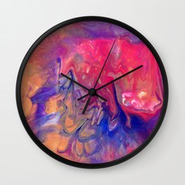AcrylicFlow #1102 - Sunset Flow Wall Clock | Flow, Orange, Pink, Painting, Purple, Blue, Acrylicflow, Kdt, Acrylic 