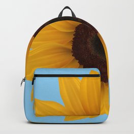 Giant sunflower, blue sky Backpack | Collage, Giant, Huge, Digital, Bluesky, Sunflower, Brown, Yellow 