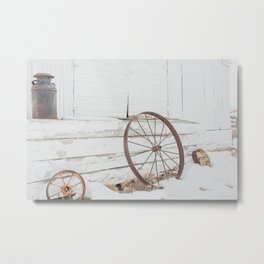 Dreamy Wagon Wheel Metal Print | Farm, Milkcan, Nature, Landscape, Ranch, Photo, Color, Country, Antique, Film 