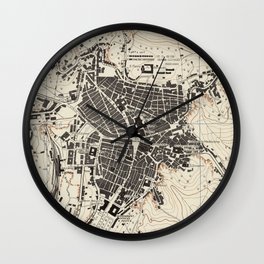 Vintage Map of Caltanissetta Italy (1943) Wall Clock