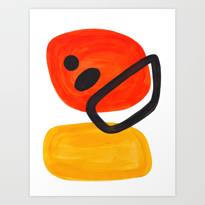 Midcentury Modern Colorful Abstract Pop Art Space Age Fun Bright Orange Yellow Colors Minimalist Art Print By Enshape Society6