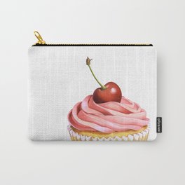 Perfect Pink Cupcake Carry-All Pouch | Cupcake, Food, Pink, Illustration, Cherry, Pinkicing, Cake, Foodart, Watercolor, Painting 