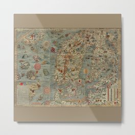 Carta Marina et Description 1539 Metal Print | Marina, Graphicdesign, Detailed, Ancient, Antique, Digital, Map, Nautical, Old, Pictorial 