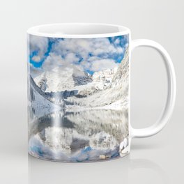 Wintertime Maroon Bells, Aspen, Colorado Coffee Mug | Beautyinnature, Horizontal, Elkmountains, Lakeshore, Cloud Sky, Famousplace, Nature, Environment, Mountainrange, Idyllic 