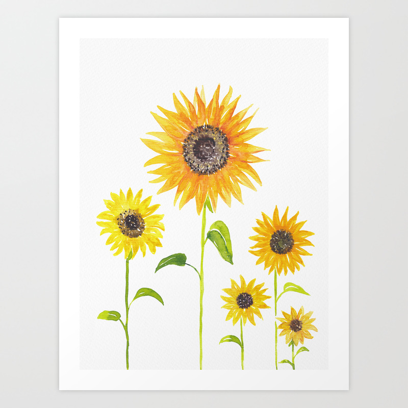 Sunflowers Watercolor Painting Art Print By Ccartstudio Society6