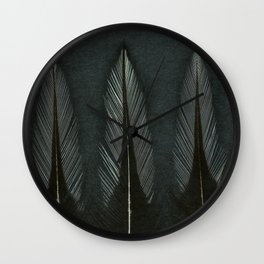 Three Mono Cockeral Feathers Wall Clock | Threefeathers, Digital, Macro, Feathers, Photo, Mono, Texture, Digital Manipulation, Double Exposure, Black And White 