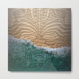Maori Beach Metal Print | Color, Double Exposure, Surf, Newzealand, Moko, Digital, Carving, Maori, Photo, Beach 