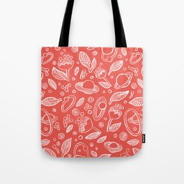 Spaceflowers red Tote Bag