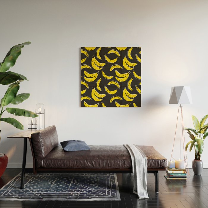 Banana Pattern Wood Wall Art by sobettys Society6