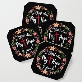 Floral wreath in christ alone my hope is found Coaster