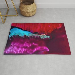 Rift, Liquid Acrylics on Clay Panel Rug | Watercolor, Purple, Fineart, Modern, Colorful, Blue, Color, Acrylic, Graphic, Painting 