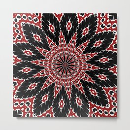 Black Red and White Bold Floral Kaleidoscope Metal Print | Pattern, Abstract 