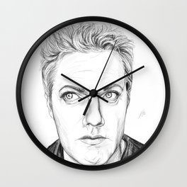 Eddie Izzard Wall Clock | Black And White, Graphite, Glorious, Comedy, 100Artworks, Izzard, Eddie, Portrait, Drawing, Digital 