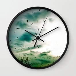 Exodus Wall Clock | Sky, Other, Photo, Birds, Wander, Doubleexposure, Scary, Digitalmanipulation, Digital, Spooky 