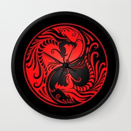 Yin Yang Dragons Red and Black Wall Clock | Yingyandragon, Dragons, Yingyang, Tribaldragon, Graphicdesign, Yinyangdragon, Dragon, Yinandyang, Dragonyinyang, Asianyinyang 