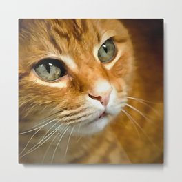Adorable Ginger Tabby Cat Posing Metal Print | Painting, Tabbycatlover, Cats, Catart, Ginger, Gingercat, Tabby, Tabbycat, Orange, Orangecat 