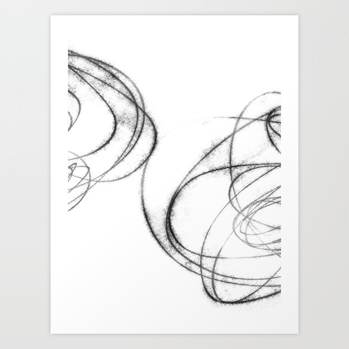 Minimalist Abstract Black And White Line Drawing Art Print By