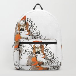 granelda Backpack | Odd, Orange, Weird, Creepy, Linework, Unusual, Feathers, Spiral, Grandma, Drawing 
