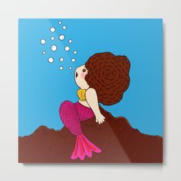 Bubbles are fun Metal Print | Pop Art, Mermaid, Emastrations, Illustrator, Digital, Ink, Fun, Mermay, Painting, Illustration 