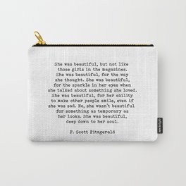 She Was Beautiful, F. Scott Fitzgerald, Quote Carry-All Pouch | Poster, Book, Curated, Shewasbeautiful, Typography, Typewritten, Fitzgerald, Art, Print, Graphic Design 