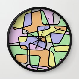 Mid Century Pastel Art Wall Clock | Green, Graphicdesign, Pink, Yellow, Blue, Pastelcolours, Pastelpieces, Modern, Contemporary, Pastel 