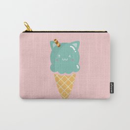 Mint Ice-cream Carry-All Pouch | Drawing, Minimalistcatfood, Pastelcat, Kitty, Kawaiicat, Mintcat, Foodcat, Icecreamcone, Foodie, Catlike 