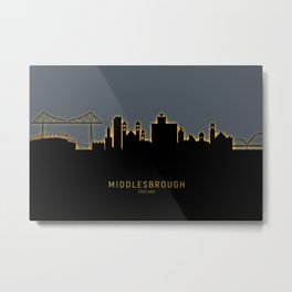 Middlesbrough England Skyline Metal Print | Middlesbrough, Skyline, Painting, Unitedkingdom, Orange, Michaeltompsett, England, Cityscape, Glow, 9329 