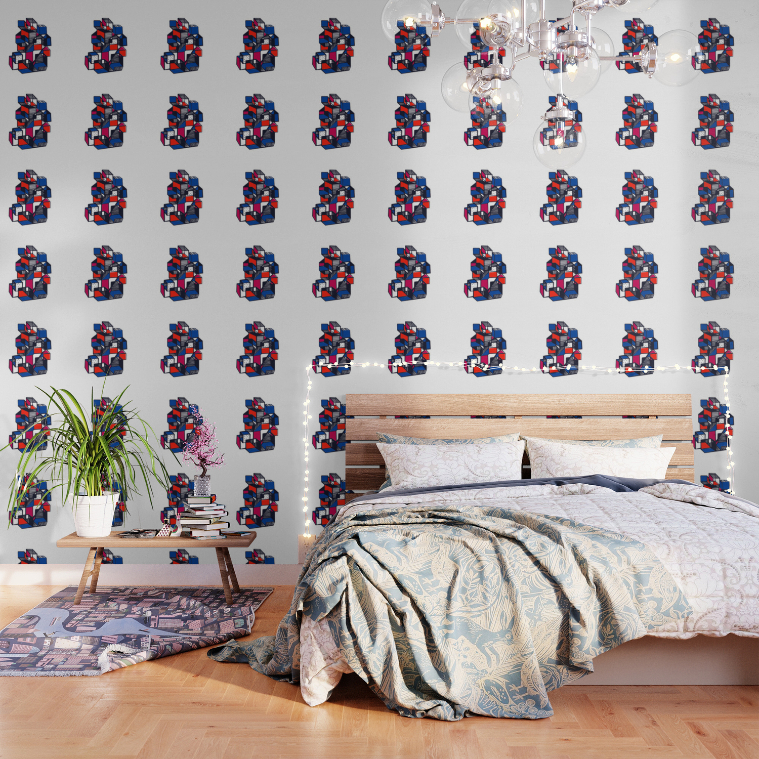 Geometric City Pop Art Modern Wallpaper By Carolsalazar Society6