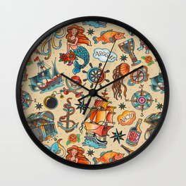 Ship Ahoy! Wall Clock | Fish, Compass, Digital, Arggghhh, Navigate, Sea, Pattern, Treasurechest, Jellyfish, Ahoymatey 