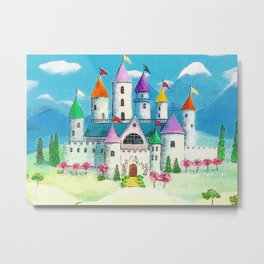 Colorful Princess Castle Metal Print | Pink, Girl, Regal, Fantasy, Acrylic, Storybook, Colorful, Enchanted, Castledecor, Castle 