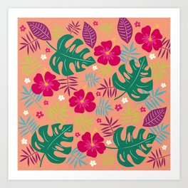 Tropical Flower Floral Jungle Leaf Leaves Pattern Art Print