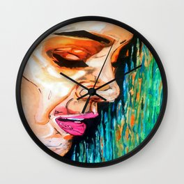 Sad Beauty Wall Clock | Mixedmedia, Realism, Abstract, Painting, Watercolor, Acrylic, Ink, Expressionism 