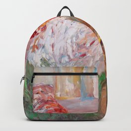 Betsy's Chickens print of painting by Teresa Johnson Backpack | Hens, Farmliving, Flowers, Abstract, Barnyard, Fancychickens, Painting, Farmhousedecor, Traditional, Chickens 